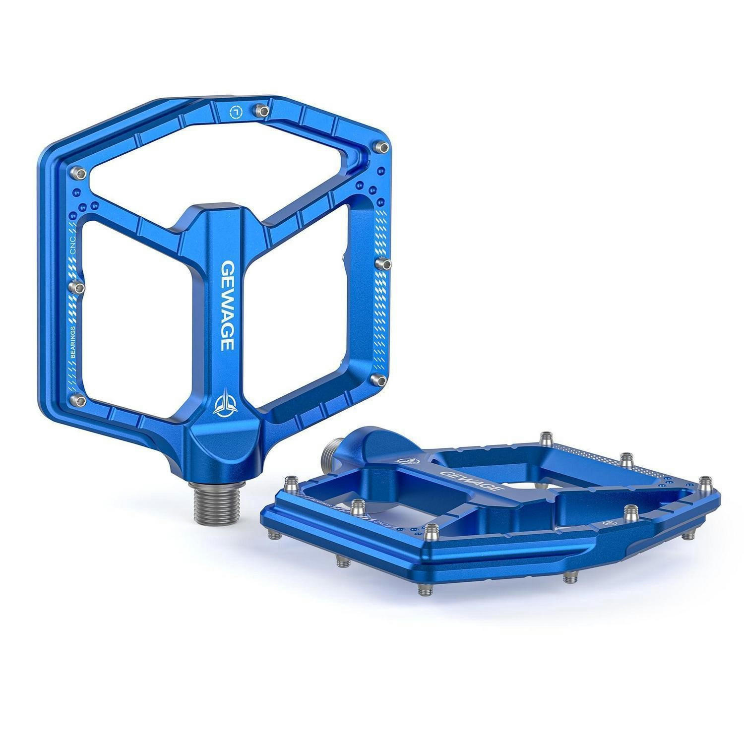 FAHRRADPEDALE CNC-Aluminium ultraflach mit 14 Pins Blau - Blau, Metall (11/1.5/12cm)