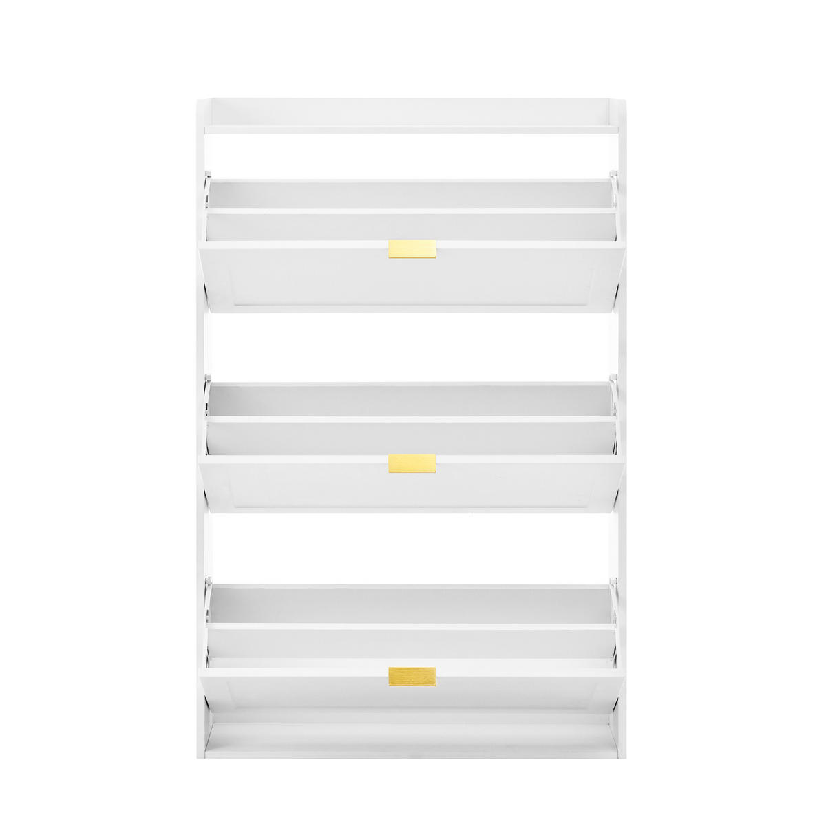 SCHUHSCHRANK aus Spanplatte 76x23x118cm in Weiß mit 3 Klappen - Weiß, Holzwerkstoff (76/118/23cm) - Modfu