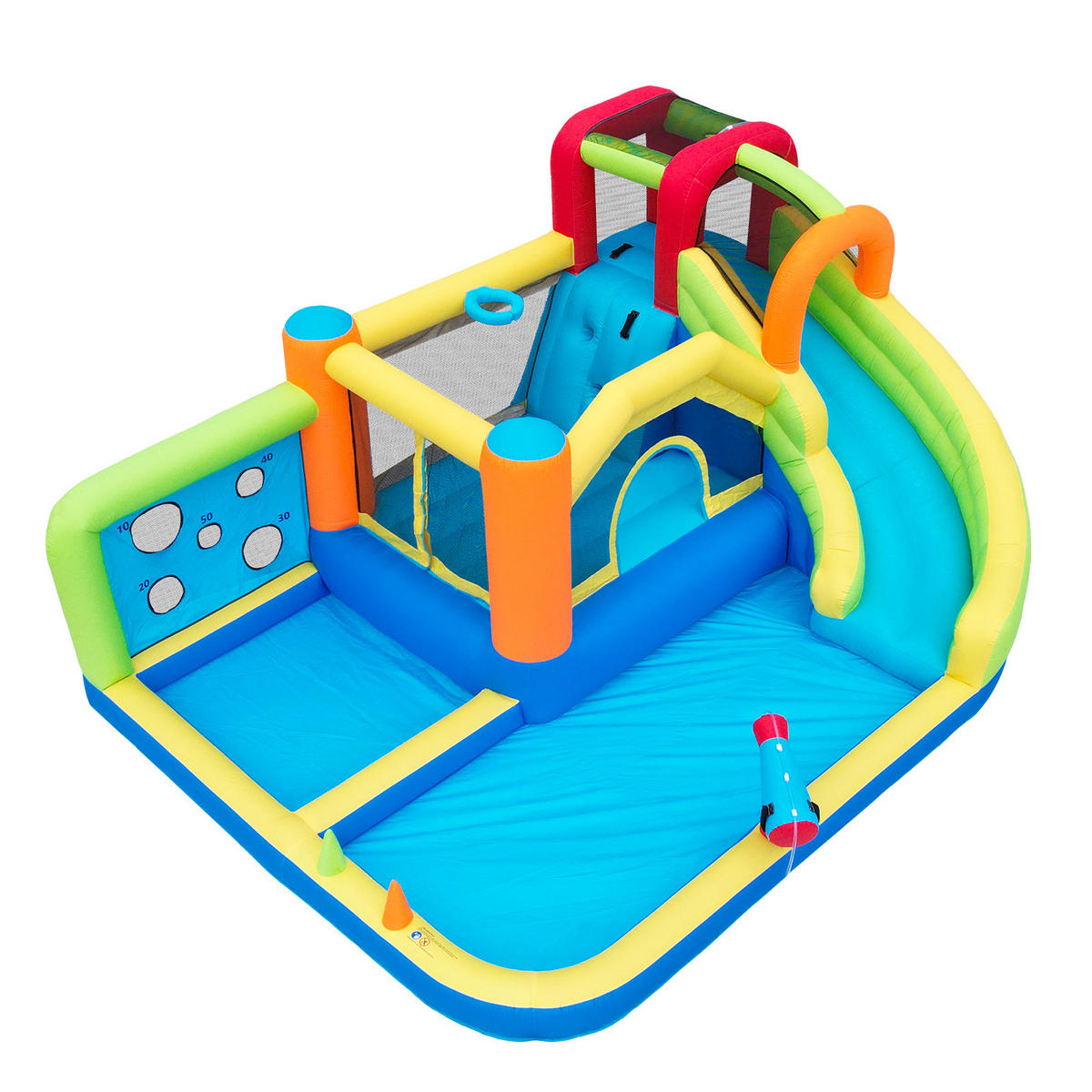 HÜPFBURG Wasserpark Trampolin 450W Gebläse - Blau, Textil (315/410/203cm) - LEBENLANG
