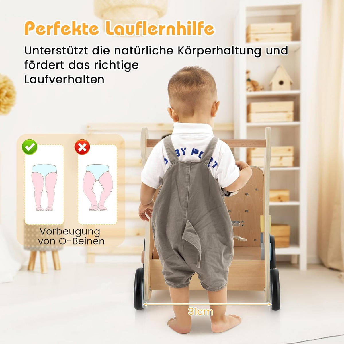 BABY-LAUFLERNHILFE blau - Blau, Holzwerkstoff (31/46/35cm) - COSTWAY