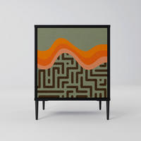 SIDEBOARD SIMPLE SOLUTIONS, Schwarz, 57,5x42x72,5 cm, Schwarze Metallfüße - Multicolor/Schwarz, Holzwerkstoff/Metall (57.5/72.5/42cm) - SpaceRebels