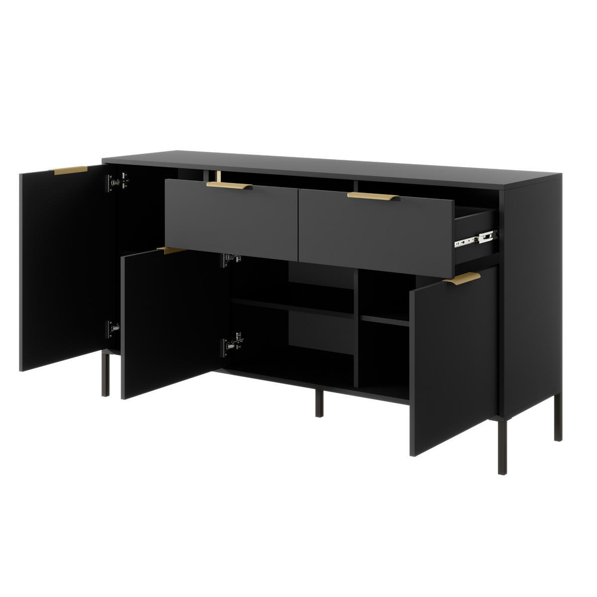 SIDEBOARD LAVIK KOM2 ABS-Kante Anthrazit Anthrazit - Anthrazit, Glas/Holzwerkstoff (153/82/40cm) - Komodee