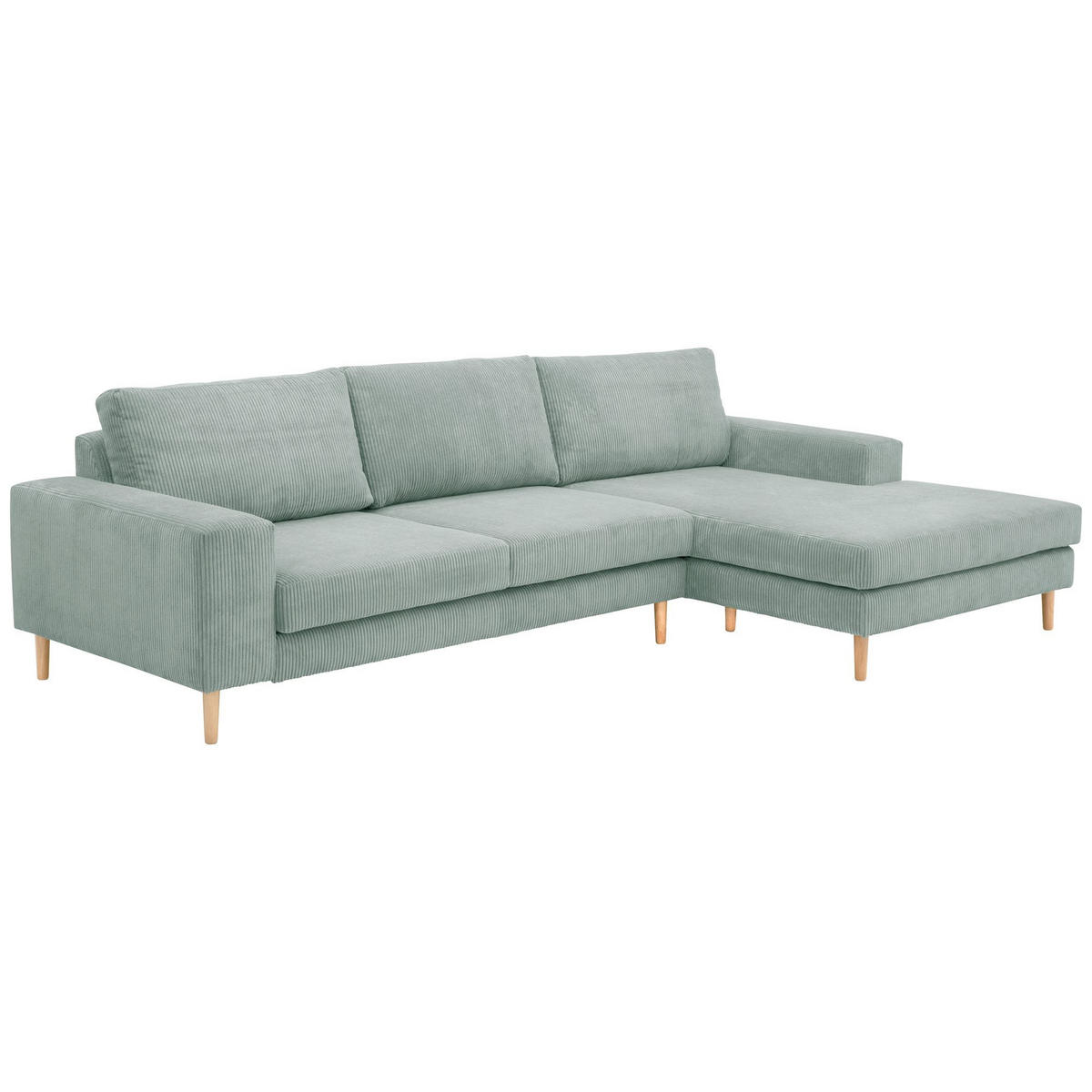 SOFA mit Longchair rechts Kaylynn Cordstoff silber - Silberfarben, Kunststoff (175/294cm) - 58aufmkessel