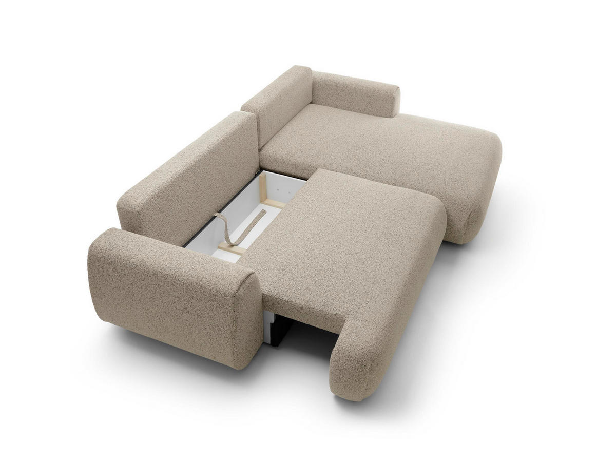 ECKSOFA Morena Dunkelbeige, mit Schlaffunktion, rechte seite - Beige, Holzwerkstoff/Textil (270/167cm) - Bettso