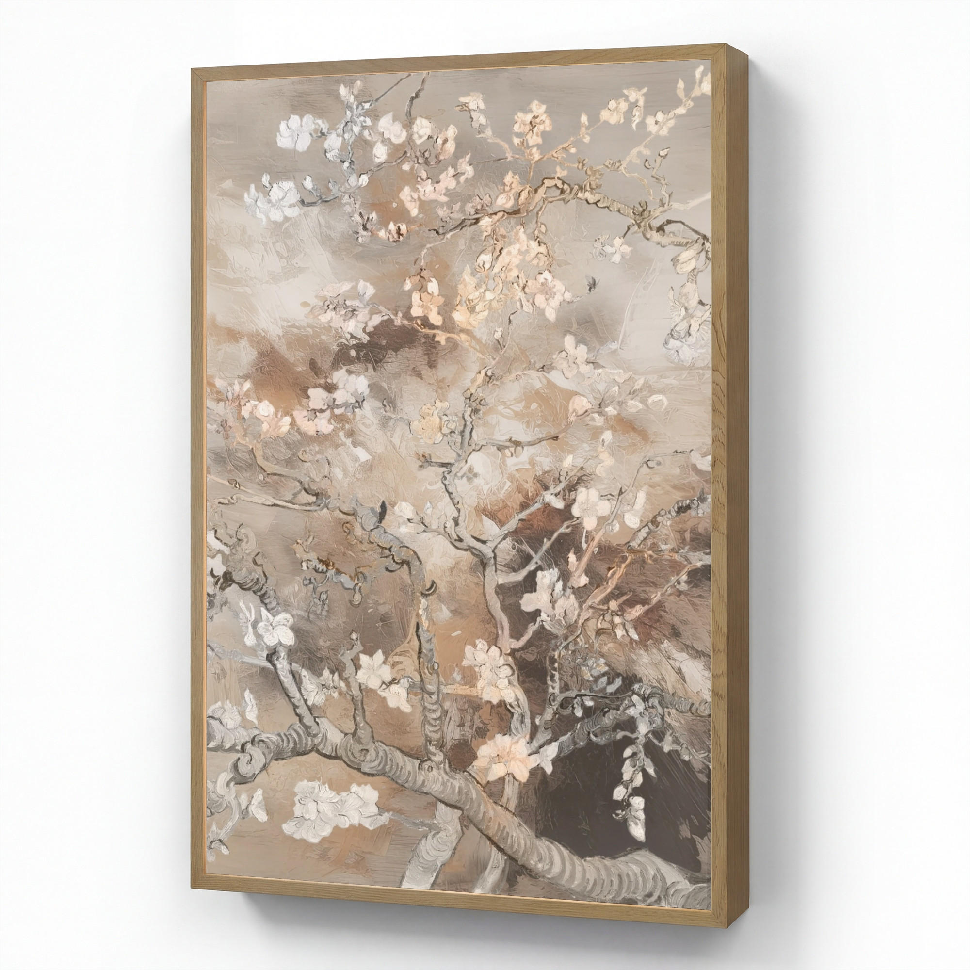 OnlyWow NÁSTĚNNÁ LAMPA S AKUMULÁTOREM Mandlový květ - Umění - Van Gogh - Béžová - Abstraktní 60x90 cm