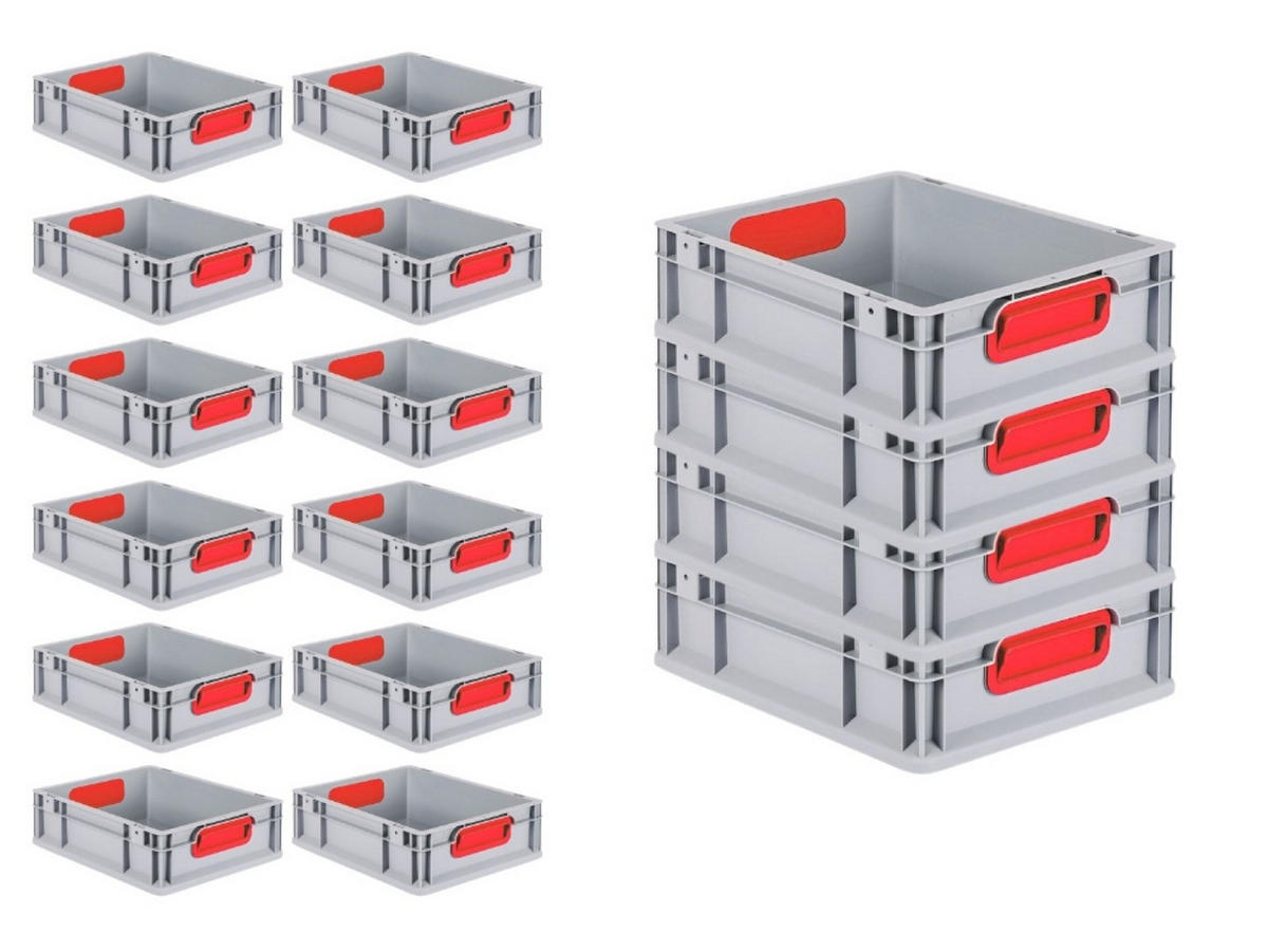EUROBOX 16x Nextgen Color 12x30x40cm 11 Liter Griffe Rot Geschlossen - Rot, Kunststoff (30/12/40cm) - PROREGAL