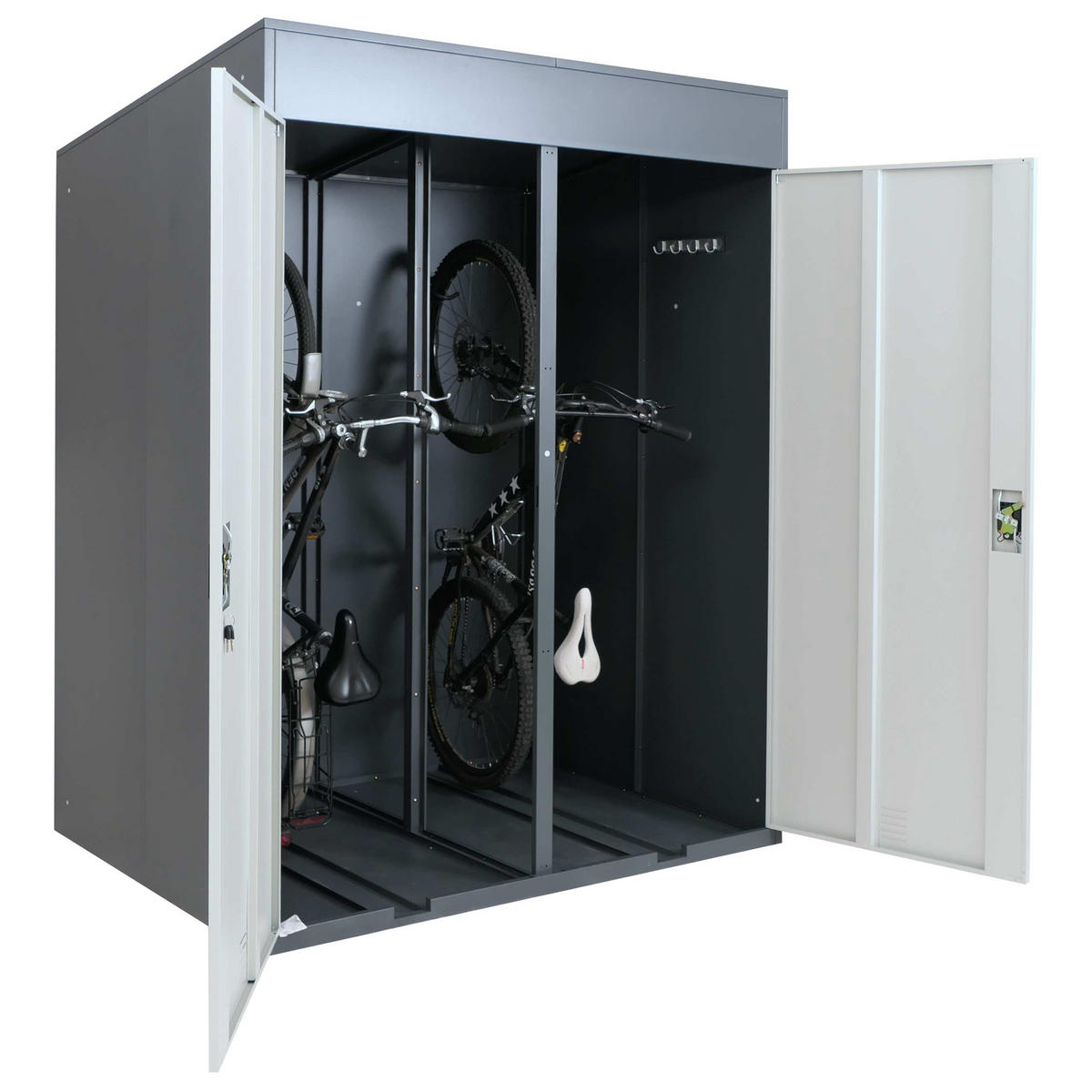 FAHRRADGARAGE H66B rechteckig Anthrazit - Anthrazit, Metall (158/213/125cm) - MCW
