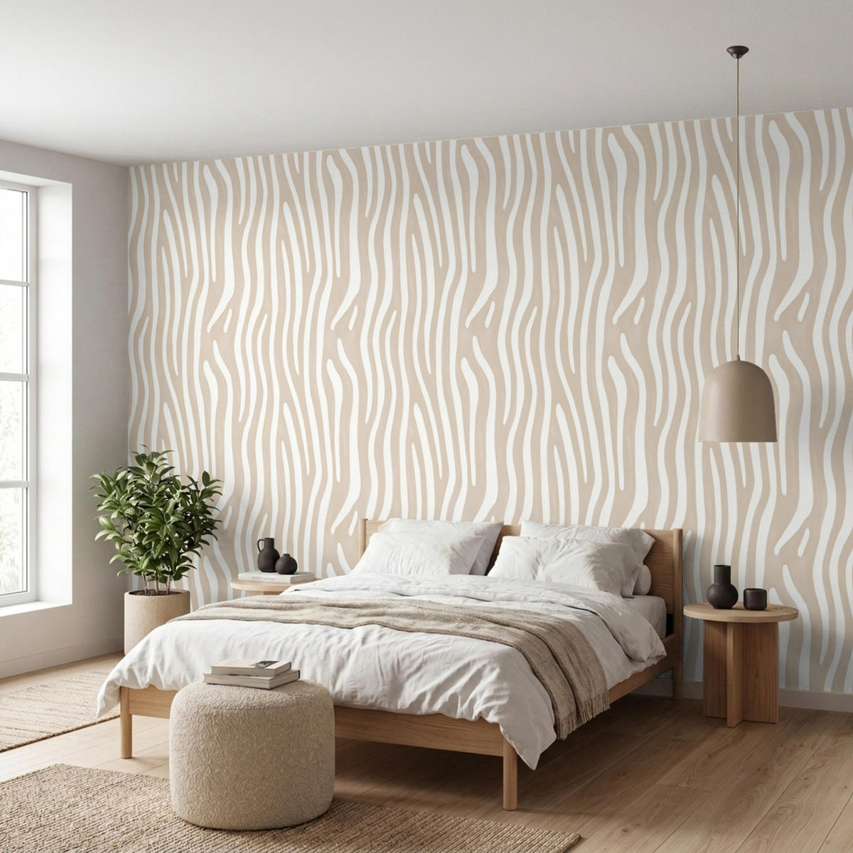 TAPETE - Abstrakt - Zebra - Beige - 500x200 cm - Beige, Papier (500/200cm) - OnlyWow