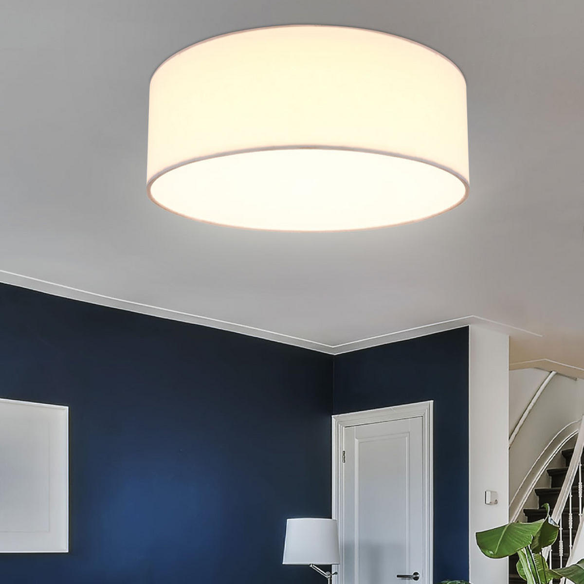 LED DECKENLEUCHTE Metall Textil Weiß - Weiß, Textil (30/30/12cm) - Globo Lighting