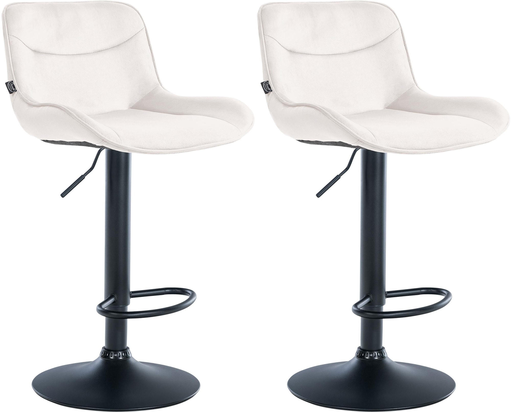 BARHOCKER 2er Set Samt creme - Creme/Schwarz, Textil/Metall (49/85/51cm) - CLP