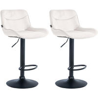 BARHOCKER 2er Set Samt creme - Creme/Schwarz, Textil/Metall (49/85/51cm) - CLP