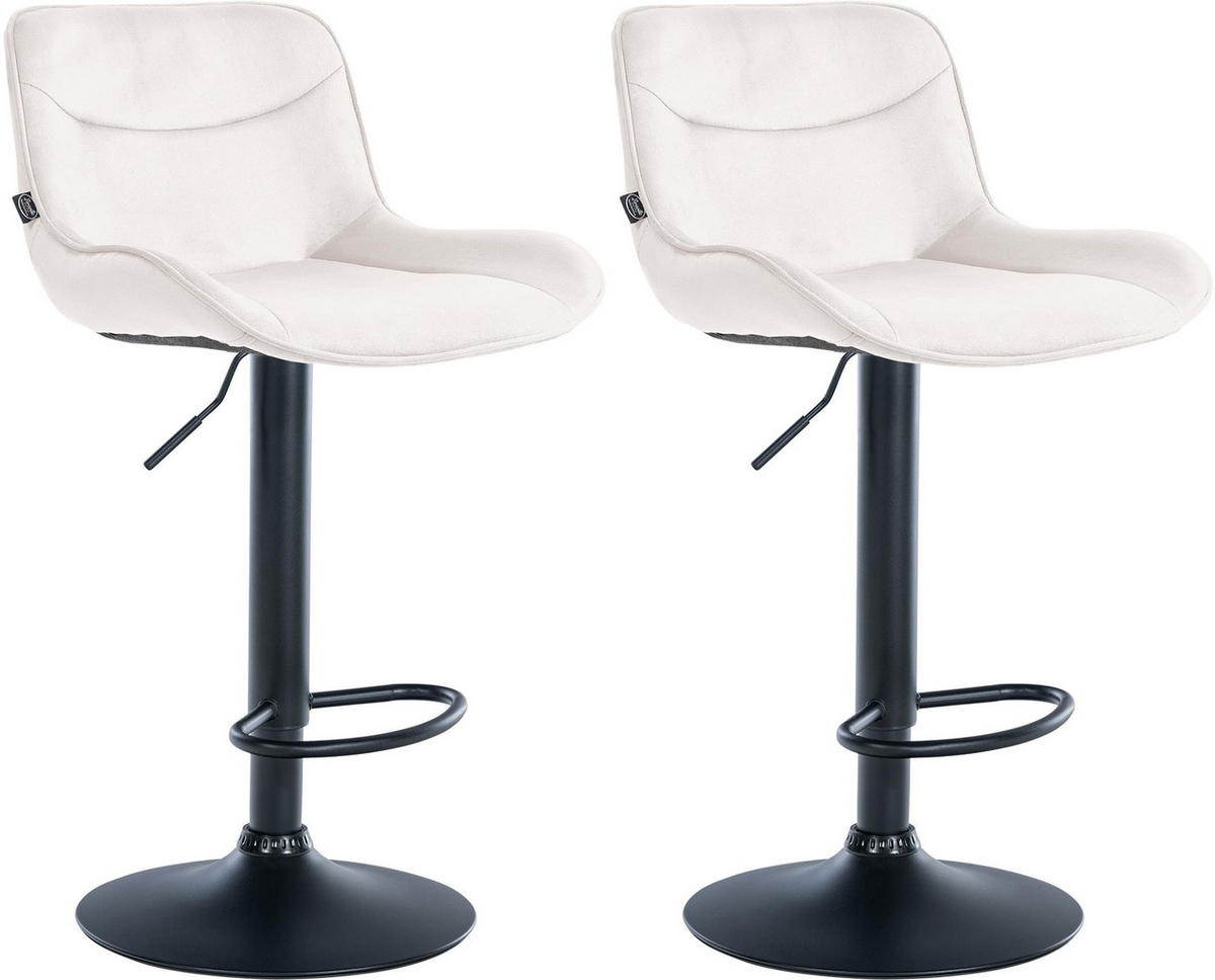 BARHOCKER 2er Set Samt creme - Creme/Schwarz, Textil/Metall (49/85/51cm) - CLP
