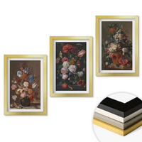WANDBILDER 3er Set - 20x30 cm Goldrahmen - Blumenarrangements in Vasen - Goldfarben, Kunststoff (20/30cm) - ArtPrintCave