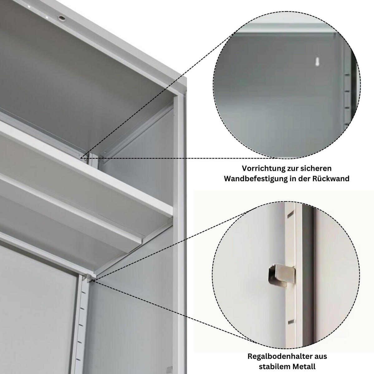STAHLSCHRANK Bee mit 4 lackierten Fachböden 195x120x60 cm Korpusfarbe Lichtgrau Frontfarbe Lichtgrau - Hellgrau, Metall (120/195/60cm)