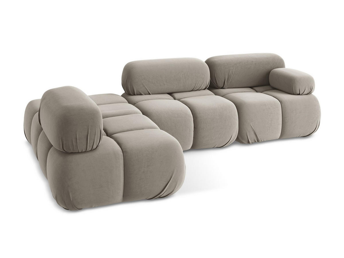 ECKSOFA Links Samt Stoff Grau - Taupe/Lila, Kunststoff/Textil (190/285cm) - Makamii