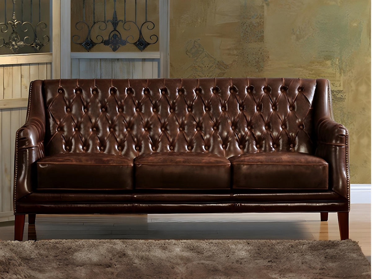 LEDERSOFA 3-Sitzer - Braun - COLBERT - Braun, Leder (194.5/84/84cm) - Vente-Unique