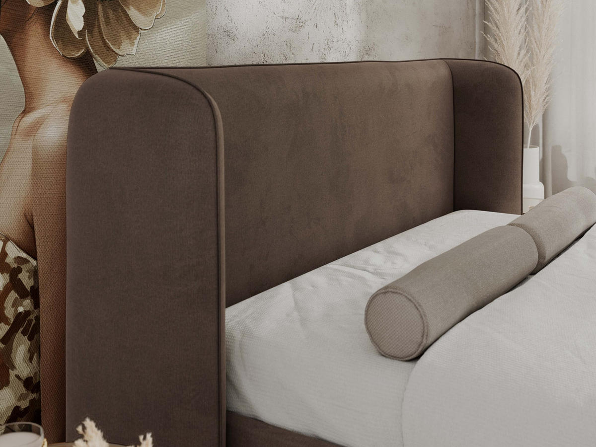 POLSTERBETT EMORA CLASSIC DUO 200/200 - Braun Velvet - Multipocket-Matratze - Braun, Textil (200/200cm) - MKS