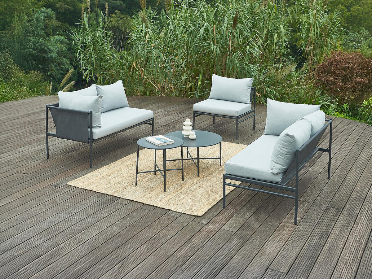 GARTENSITZGRUPPE im Set - 5 Personen - Metall - Anthrazitgrau - - Anthrazit, Metall - Vente-Unique