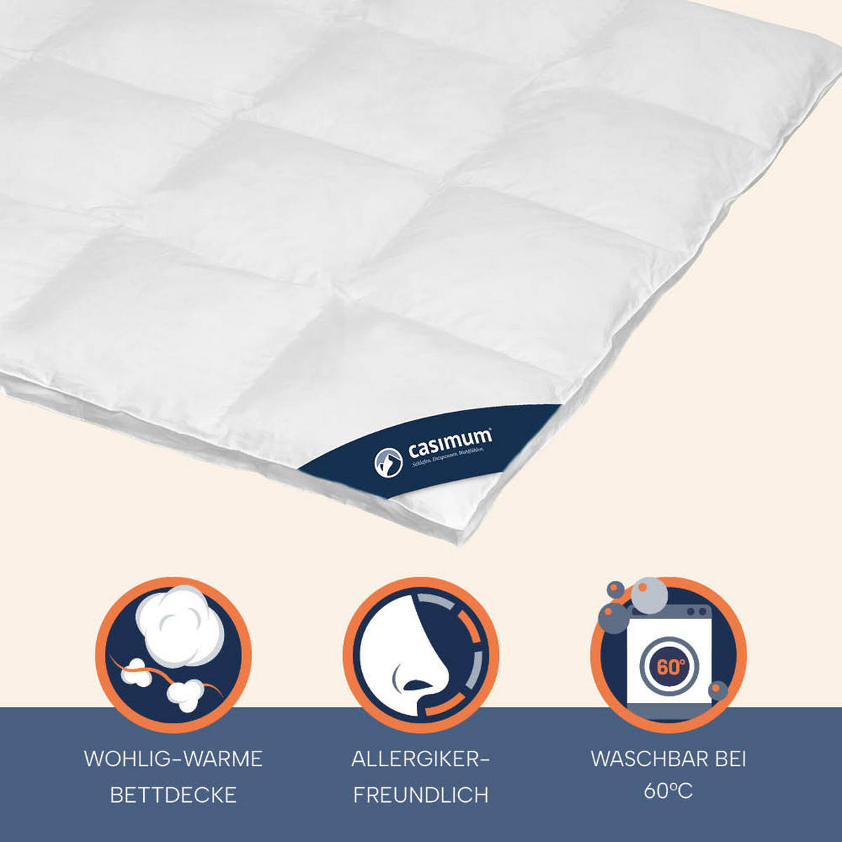 DAUNENDECKE 200x200 Polarwarm, LUXUS Winterdecke extra warm 90% Daune - Weiß, Textil (200/200cm) - casimum
