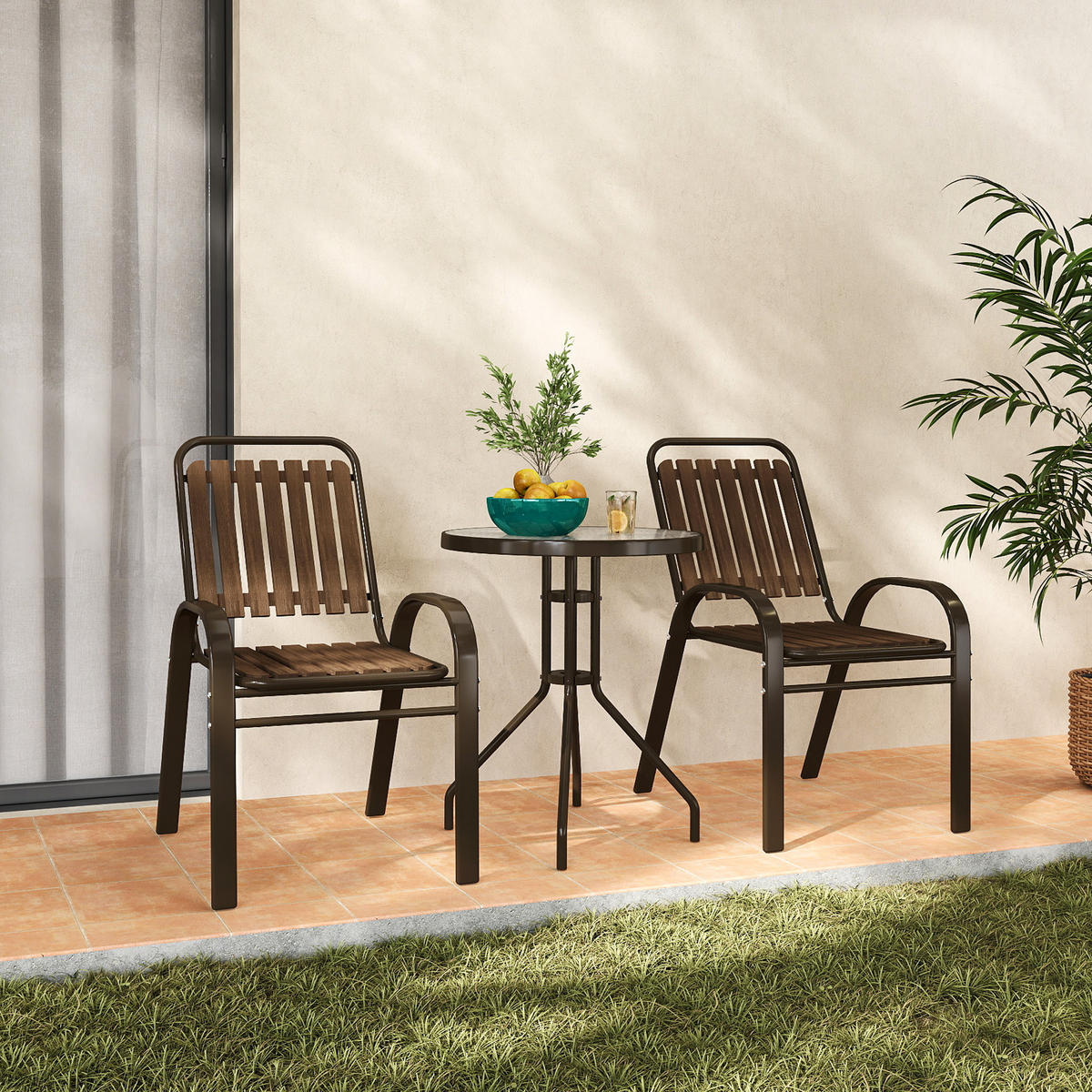 GARTEN-BEISTELLTISCHSET Dunkelbraun 3 Stück - Beige, Naturmaterialien (56/66/91cm) - GiPP