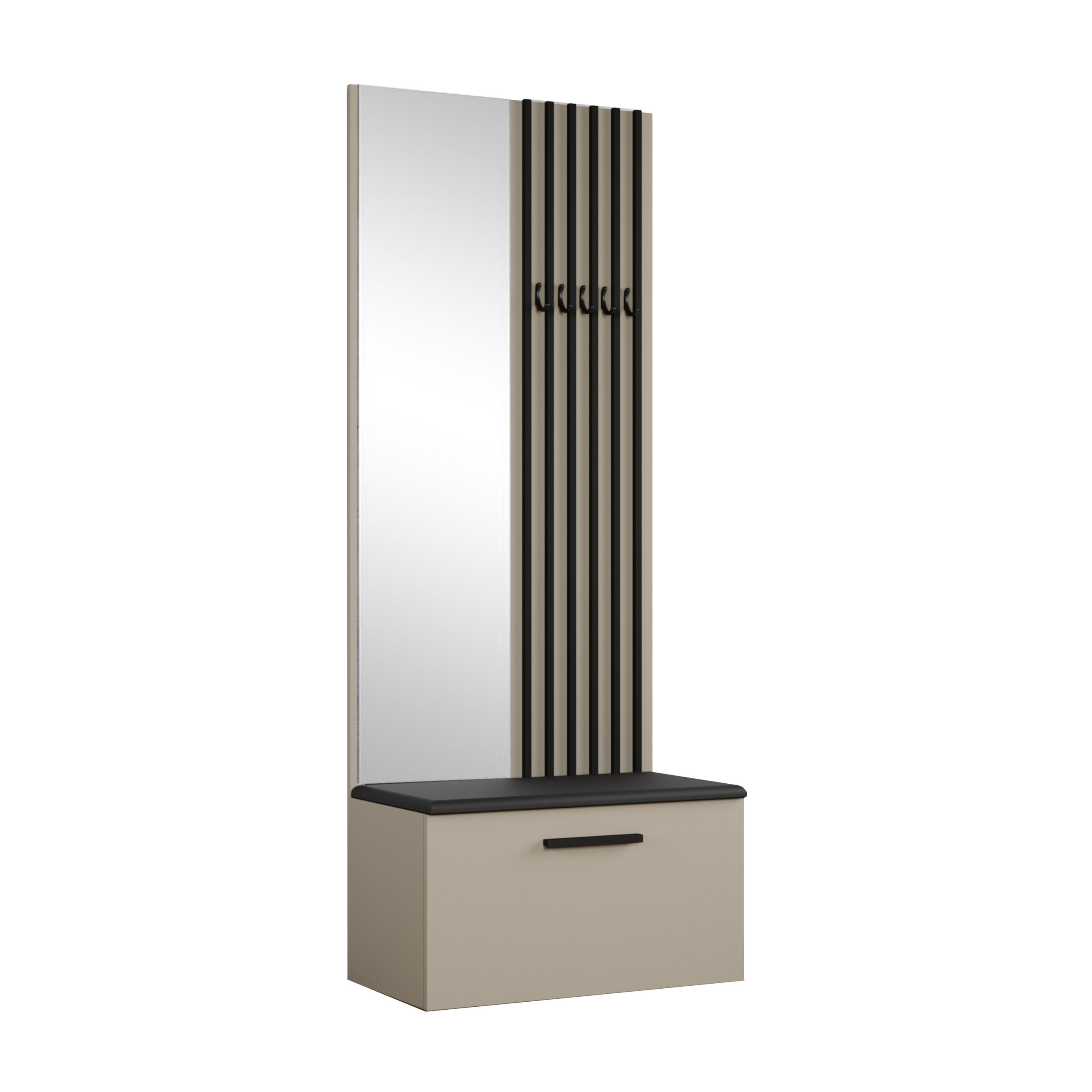 GARDEROBENSCHRANK Rosanno II Kaschmir 80,6/204/40 cm – Modern, mit Spiegel und Kleiderhaken - Beige, Holzwerkstoff/Kunststoff (80.7/204/40cm) - AX Living
