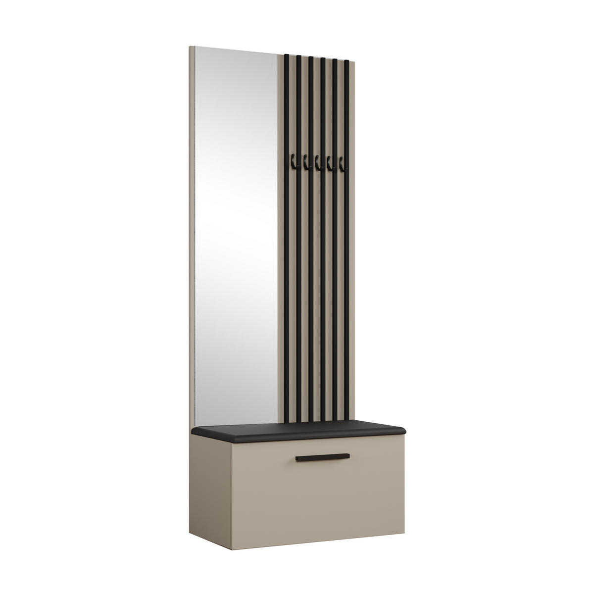 GARDEROBENSCHRANK Rosanno II Kaschmir 80,6/204/40 cm – Modern, mit Spiegel und Kleiderhaken - Beige, Holzwerkstoff/Kunststoff (80.7/204/40cm) - AX Living
