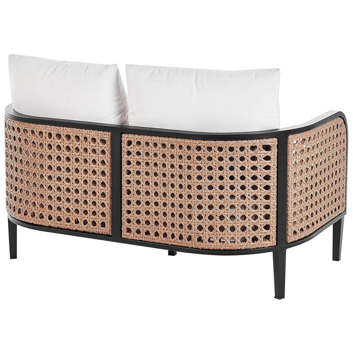 GARTENSOFA 2-Sitzer Aluminium weiß Montefalco - Creme, Metall (74/87/137cm) - Beliani