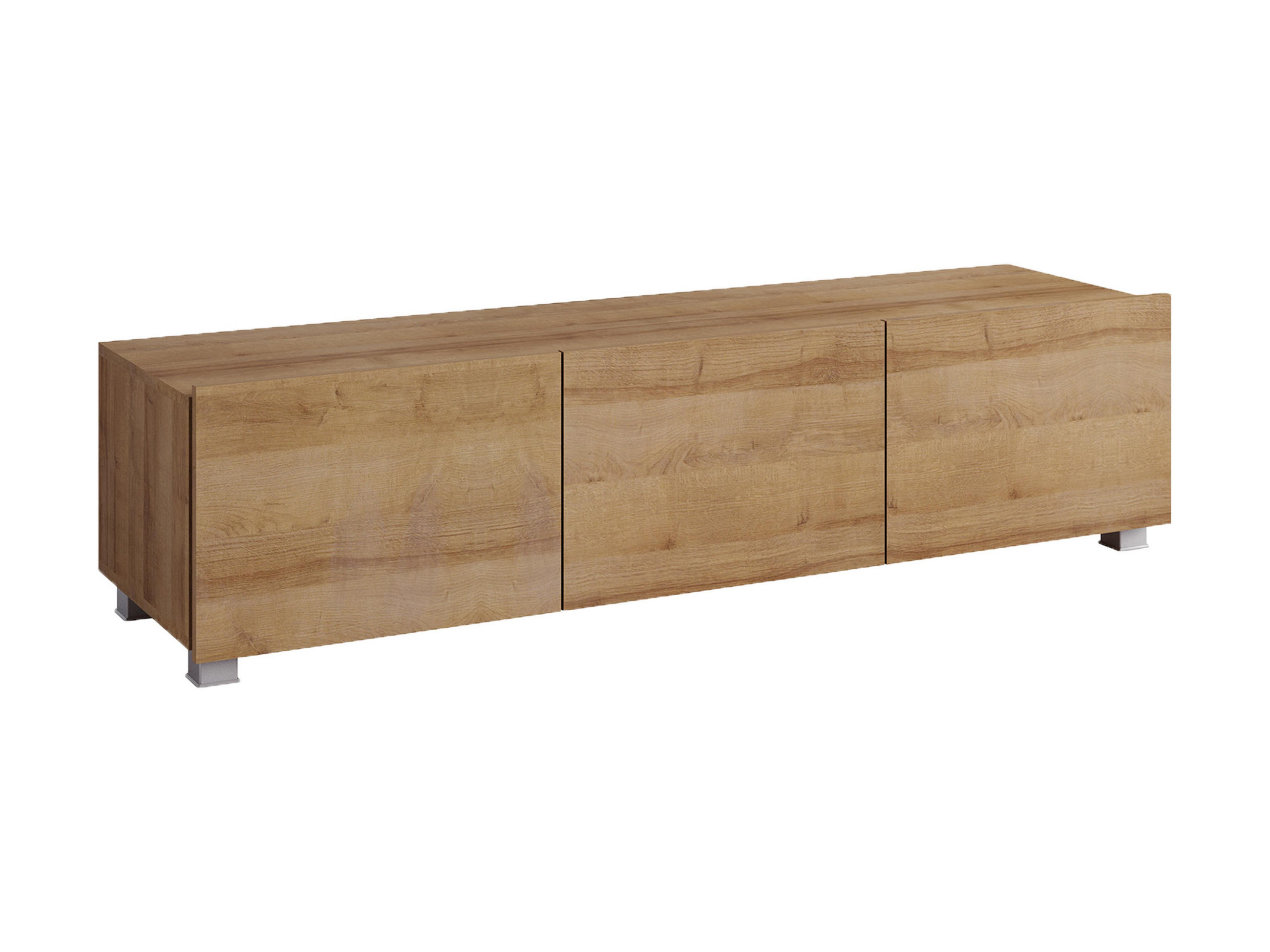 RTV-SCHRANK Bird Goldene Eiche, dreitüriger TV-tisch - Eichefarben/Silberfarben, Holzwerkstoff (150/37/43cm) - Bettso