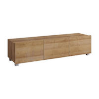 RTV-SCHRANK Bird Goldene Eiche, dreitüriger TV-tisch - Eichefarben/Silberfarben, Holzwerkstoff (150/37/43cm) - Bettso