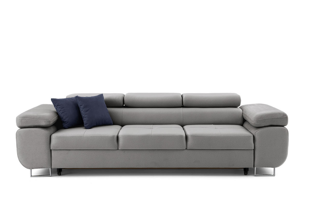 3-SITZER-SOFA WILD Grau - Chromfarben/Grau, Holz/Textil (262/90/102cm) - Muffo
