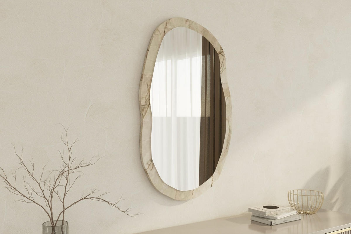 WANDSPIEGEL Eleganza Weiß Marmor Optik 92680 - Weiß, Holzwerkstoff (52/85/2cm) - moebel17