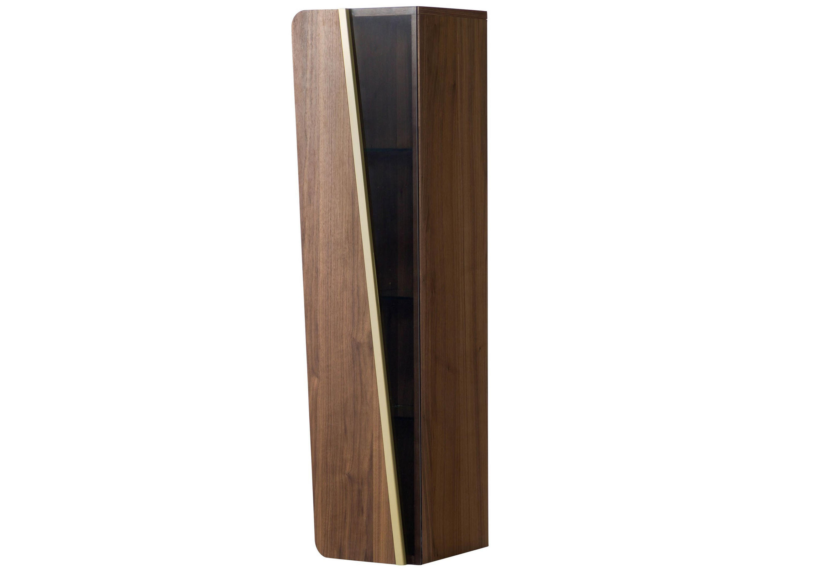 HÄNGEVITRINE Nussbaum-Echtholzfurnier 33x33x125 braun lackiert BUTTERFLY #101 - Braun, Holz (33/125/33cm) - Massivmoebel24