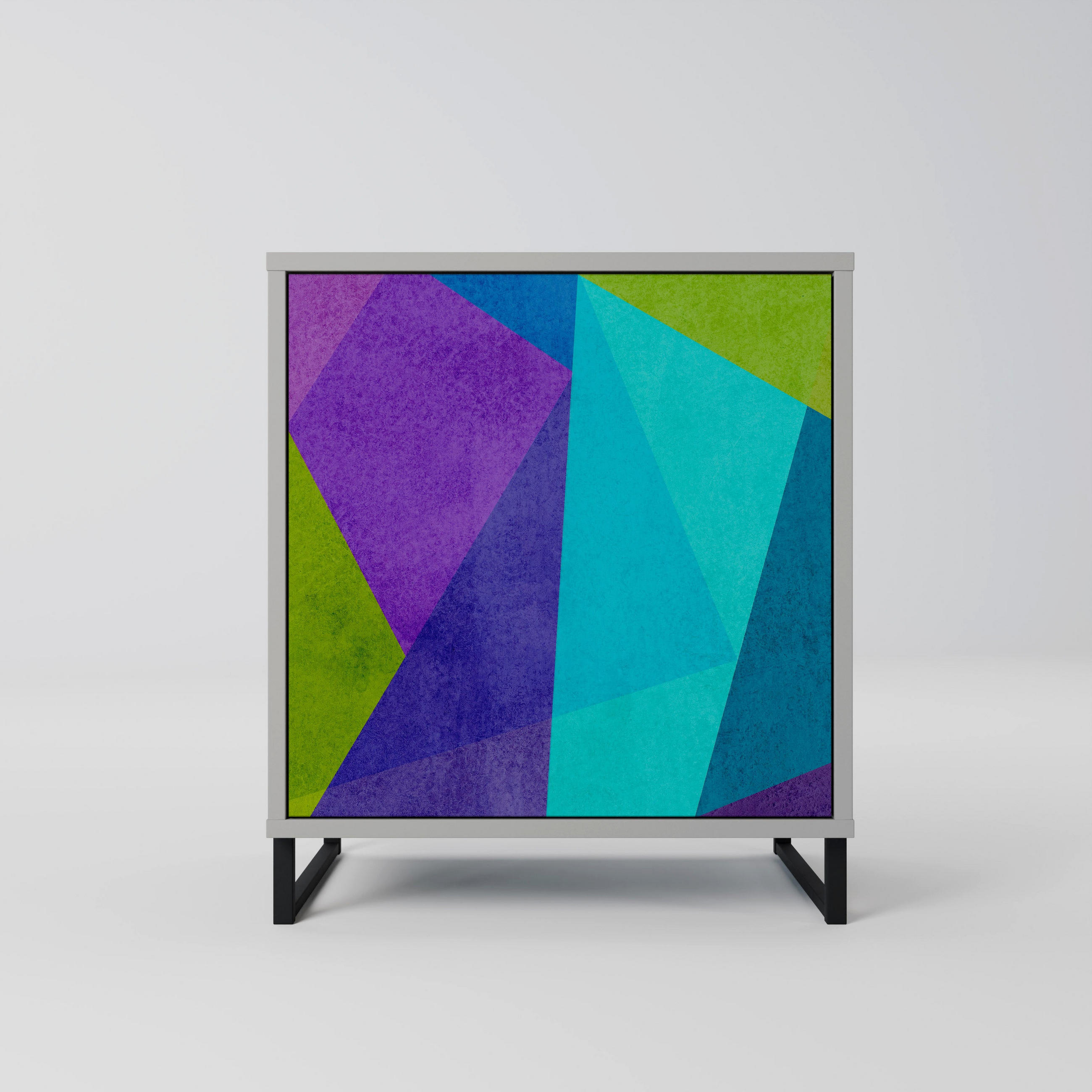 SIDEBOARD COLD SHOWCASE, Grau, 57,5x42x67,5 cm, Schwarze Metall-Rahmenfüße - Multicolor/Schwarz, Holzwerkstoff/Metall (57.5/67.5/42cm) - SpaceRebels