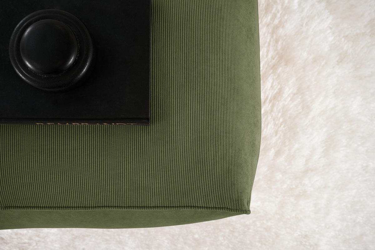 POLSTERHOCKER - Dunkelgrün/Schwarz, Kunststoff/Textil (81/38/100cm) - home24