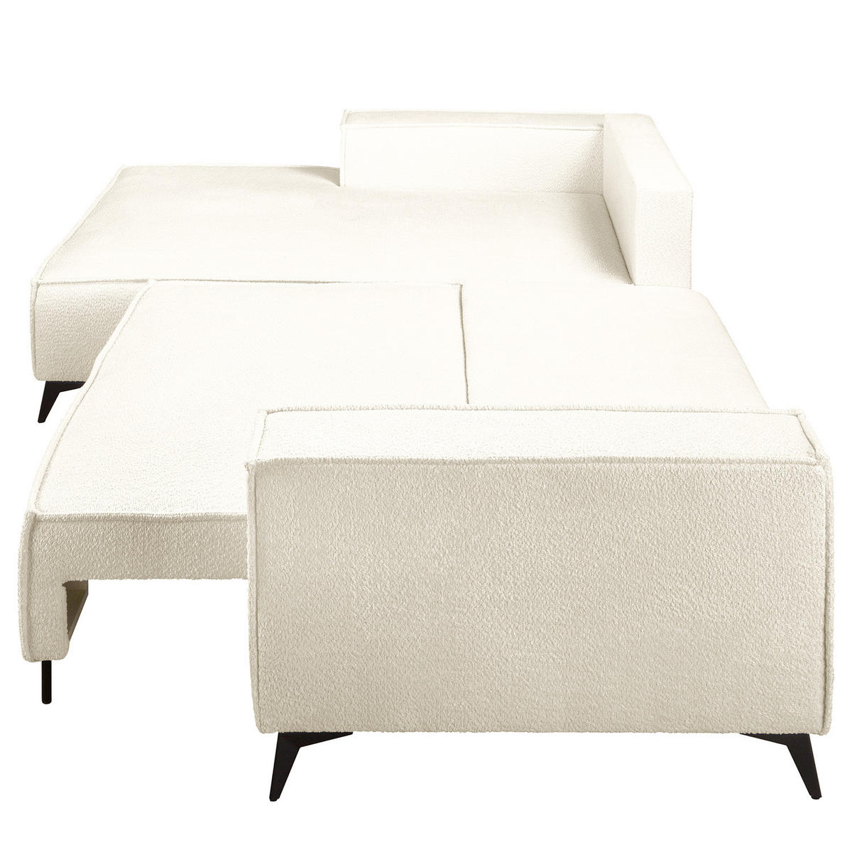 ECKSOFA mit Schlaffunktion - Schwarz/Weiß, Textil (294/185cm) - home24