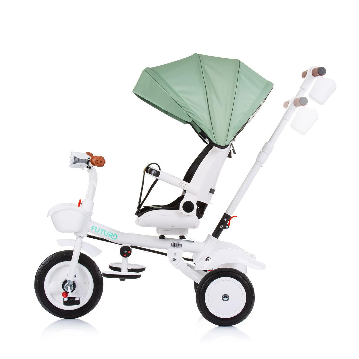 DREIRAD Futuro 2 in 1 faltbar grün Becherhalter, Musik, Licht, Gummiräder - Grün, Metall (90/50/95cm) - Chipolino