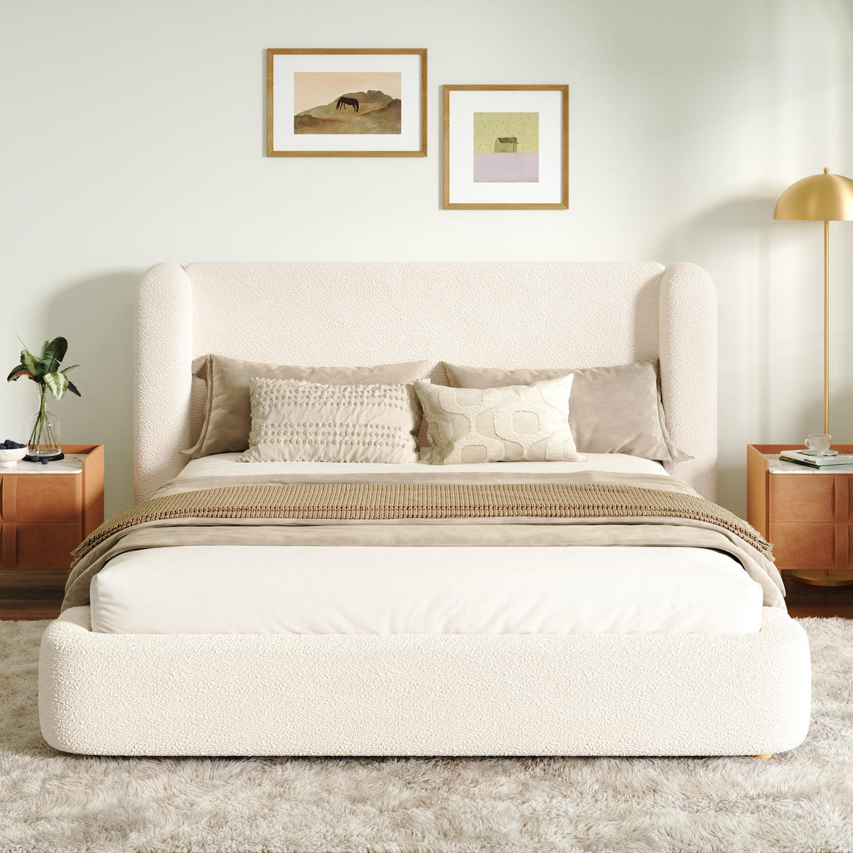POLSTERBETT 160x200cm Beige Bouclé Mit Hydraulik & Stauraum - Beige, Textil (160/200cm) - FLIEKS