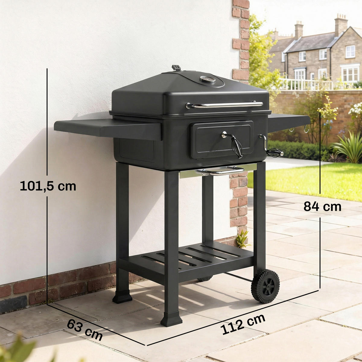 HOLZKOHLEGRILL DE-10231 Schwarz - Schwarz, Metall (63/101.5/112cm) - ComfortXL