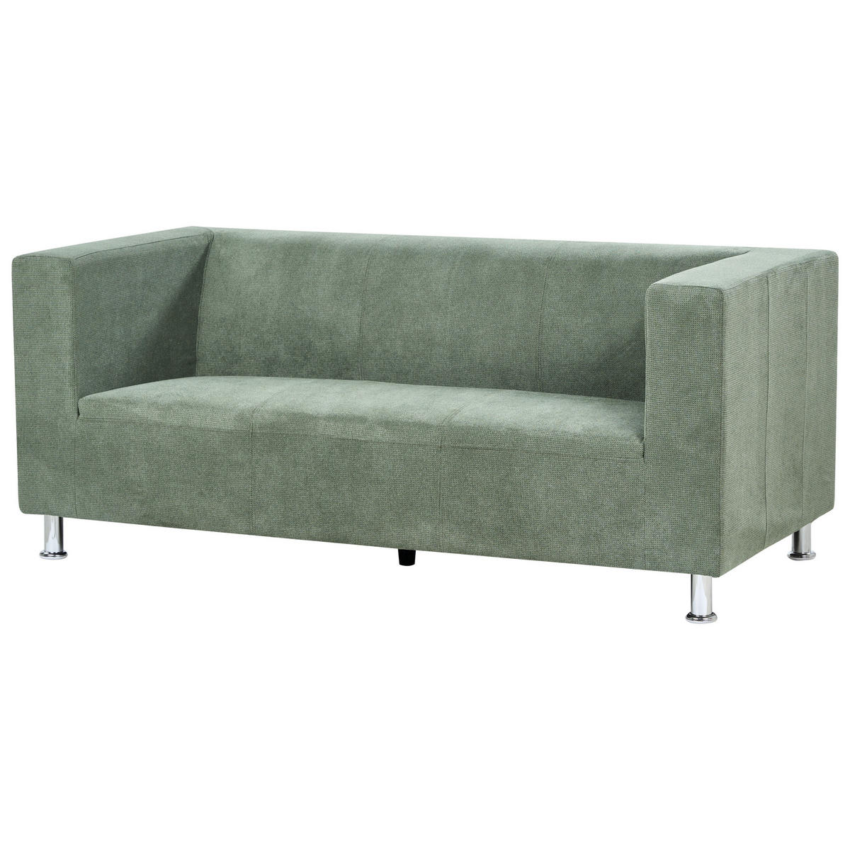 3-SITZER-SOFA Stoff grün Floro - Silberfarben/Grün, Textil (179/74/83cm) - Beliani
