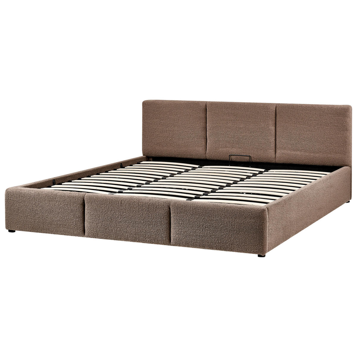 PAT cu spațiu de depozitare 180/200 bouclé taupe Bousse - taupe, material textil (180/200cm) - Beliani