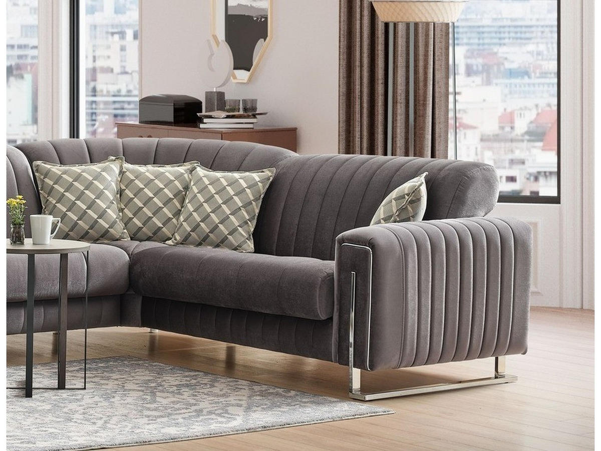 ECKSCHLAFSOFA Kochi Grau - Langer Schenkel Links - Grau, Holzwerkstoff/Kunststoff (315/245cm)