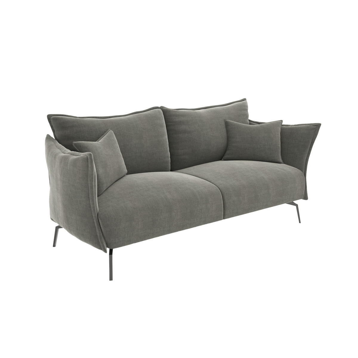 SCHLAFSOFA GERADE Samt Graphitgrau 210cm - Graphitfarben/Grau, Textil (210/90/105cm) - Sia Home