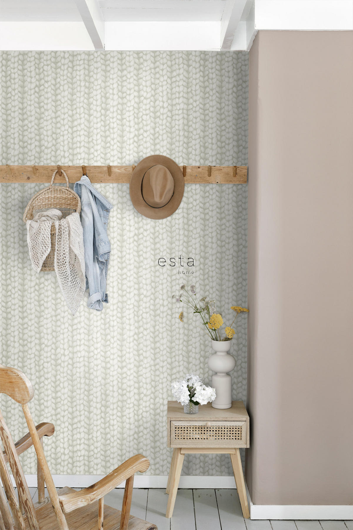 TAPETE grob gestricktes Muster 53 cm x 10.05 m - Grau, Papier (53/1000cm) - ESTAhome