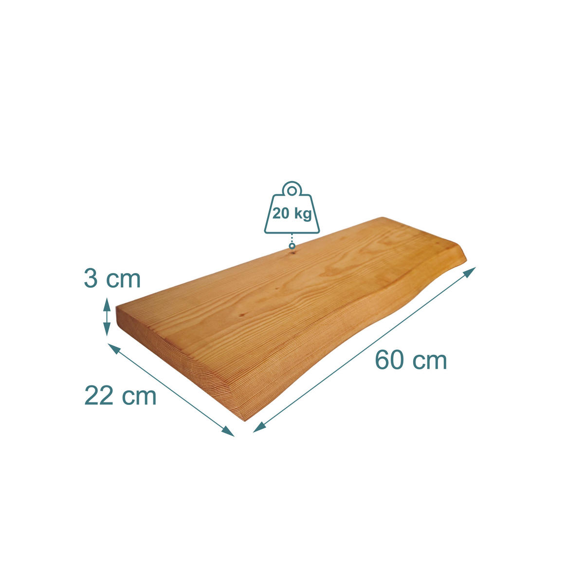 WANDREGAL - Hellbraun, Holz (60/3/22cm) - Relaxdays