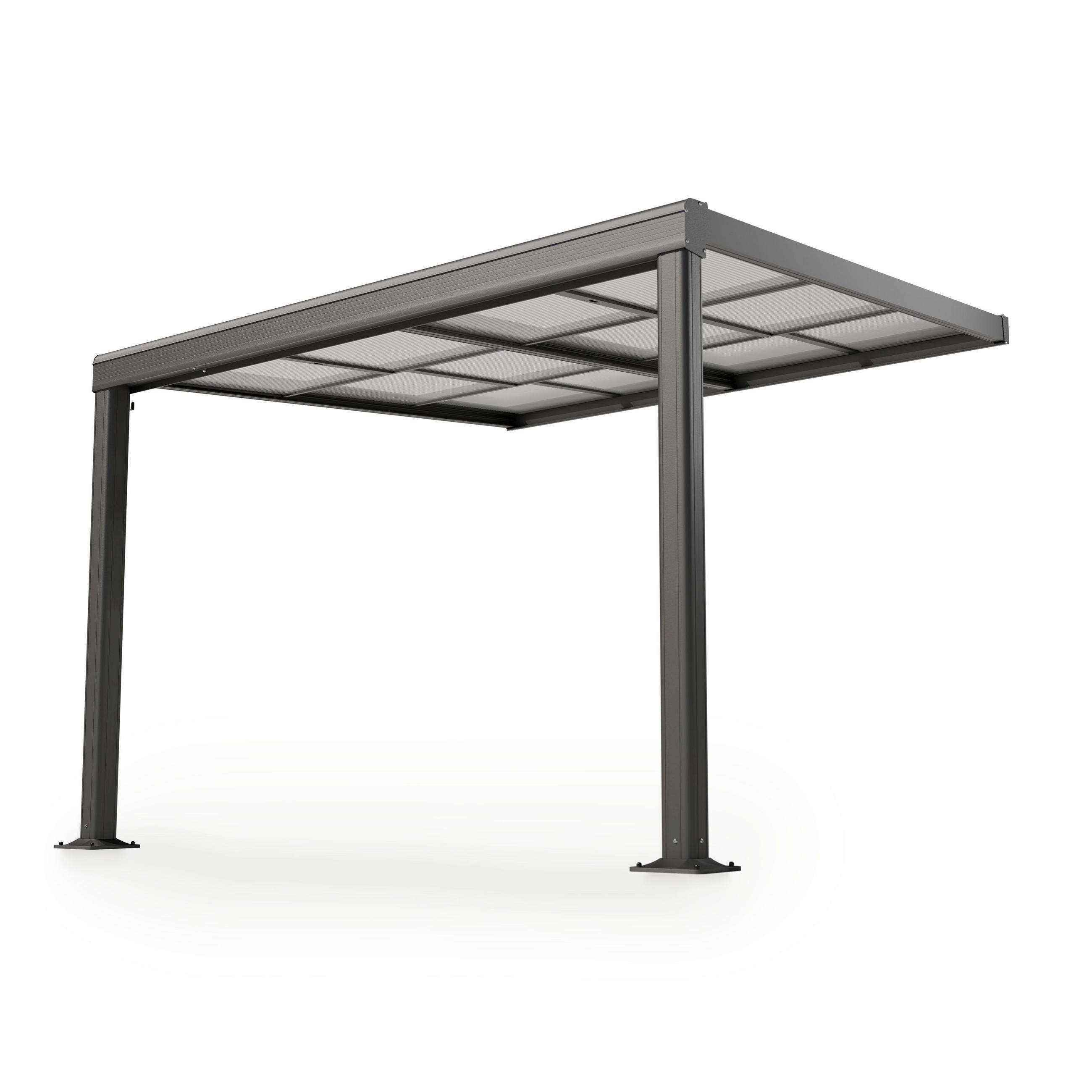 TERRASSENDACH Jakarta 3x3m dunkelgrau mit Polycarbonatplatten - Dunkelgrau, Metall (300/254/300cm) - Juskys