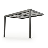 TERRASSENDACH Jakarta 3x3m dunkelgrau mit Polycarbonatplatten - Dunkelgrau, Metall (300/254/300cm) - Juskys