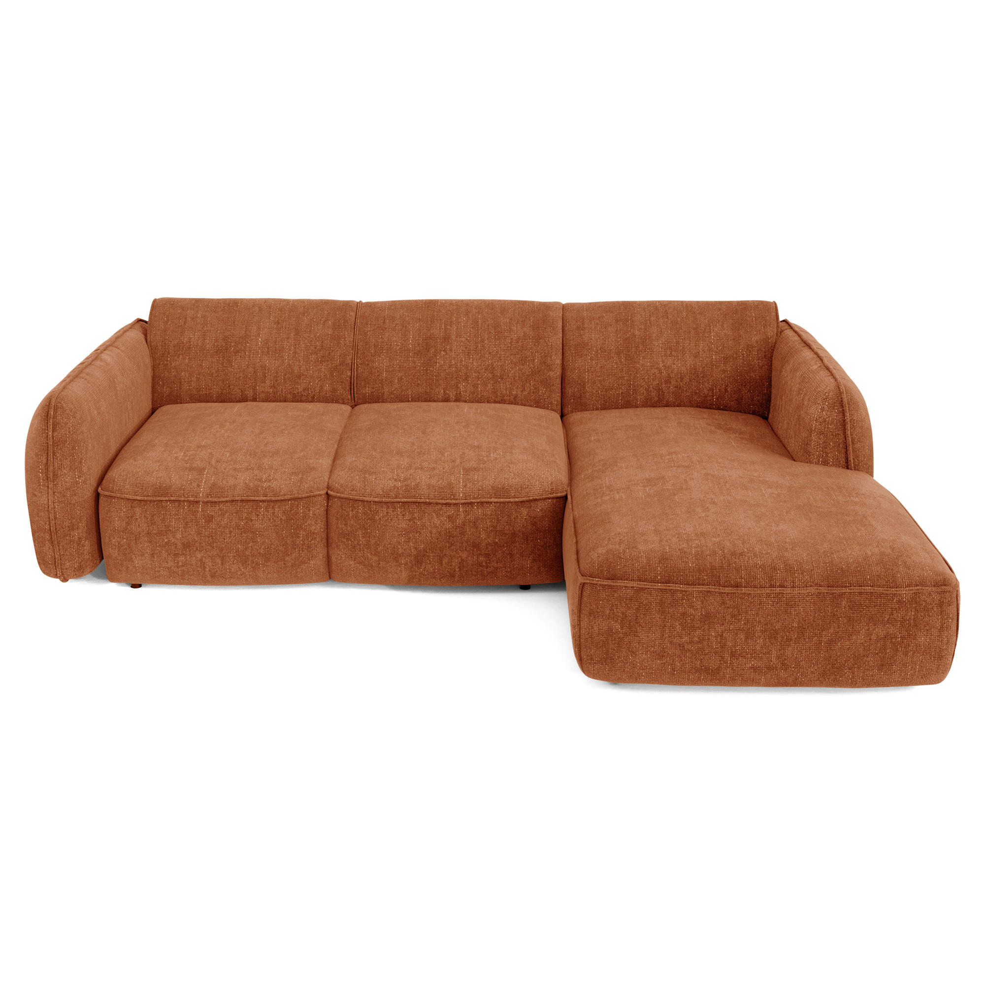 ECKSCHLAFSOFA Rastervelours 274cm - Dunkelorange/Terracotta, Textil (274/174cm) - Sia Home