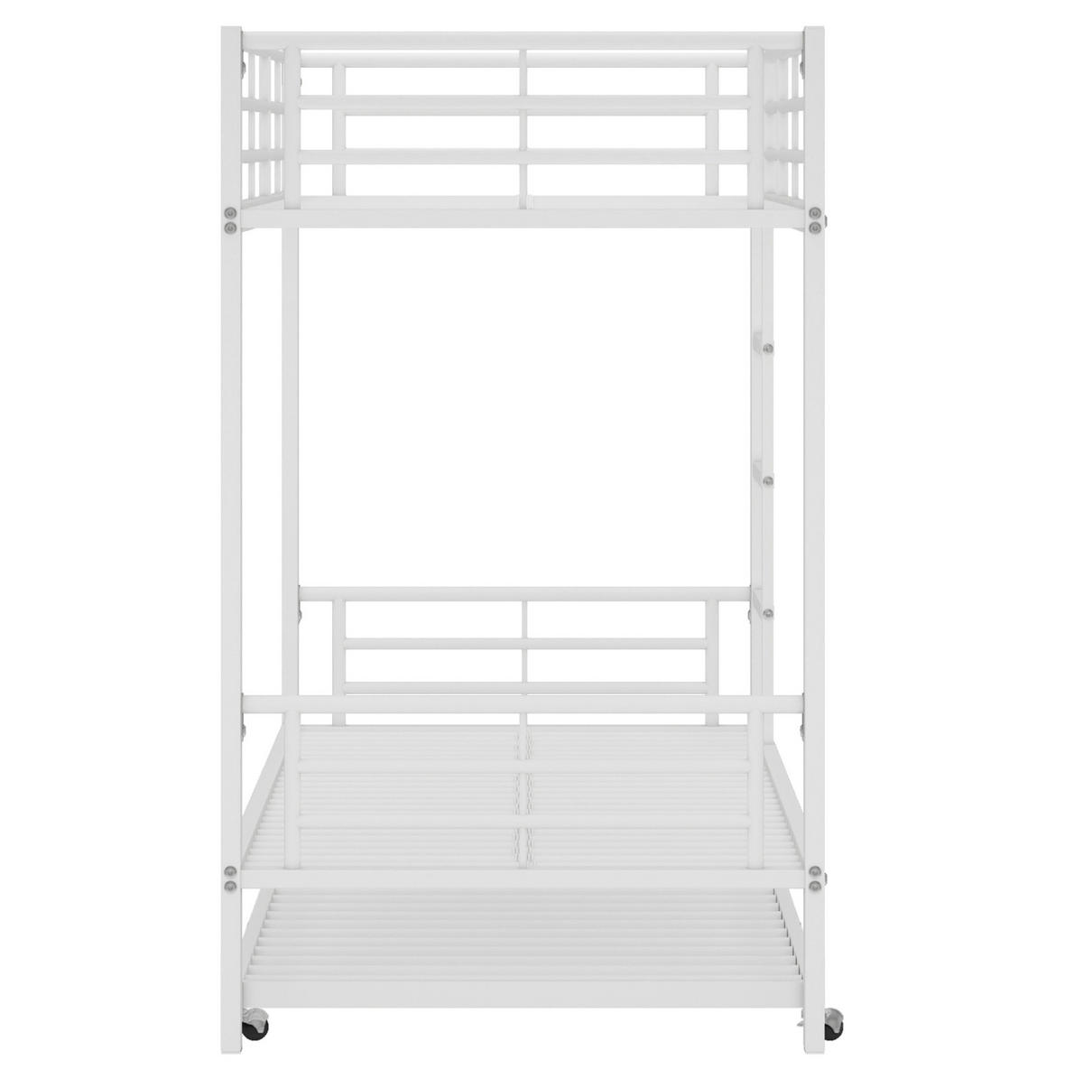 ETAGENBETT aus Metall 90x200/90x190 cm in Weiß mit Ausziehbett - Weiß, Metall (90/190cm) - Modfu