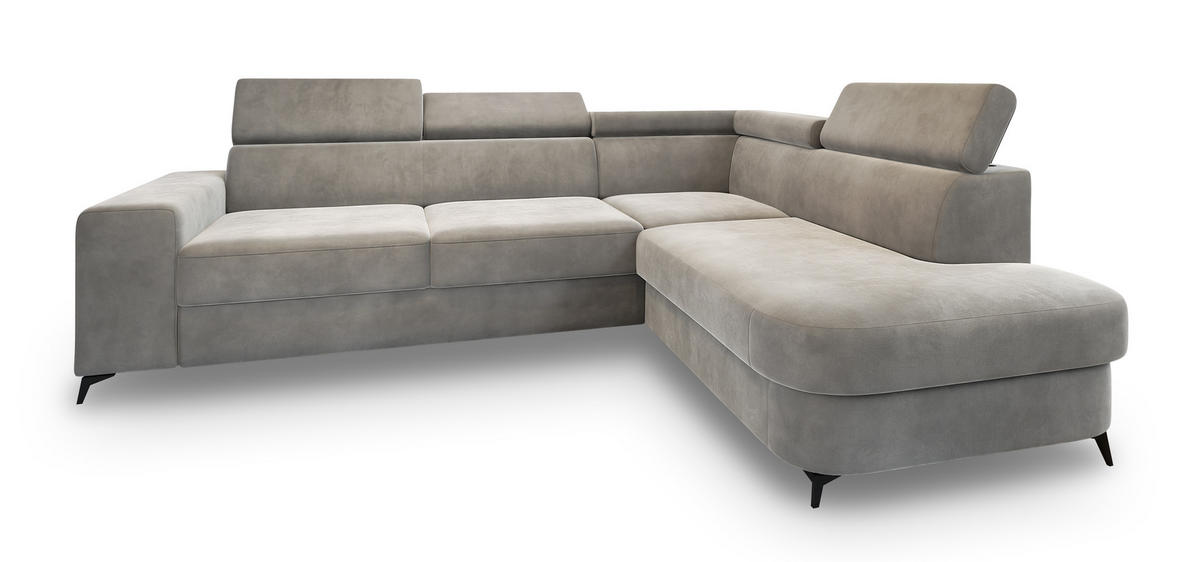 ROHOVÁ SEDAČKA ALVORO světle šedá - černá/světle šedá, kov/dřevo (253/190cm) - MASSENO