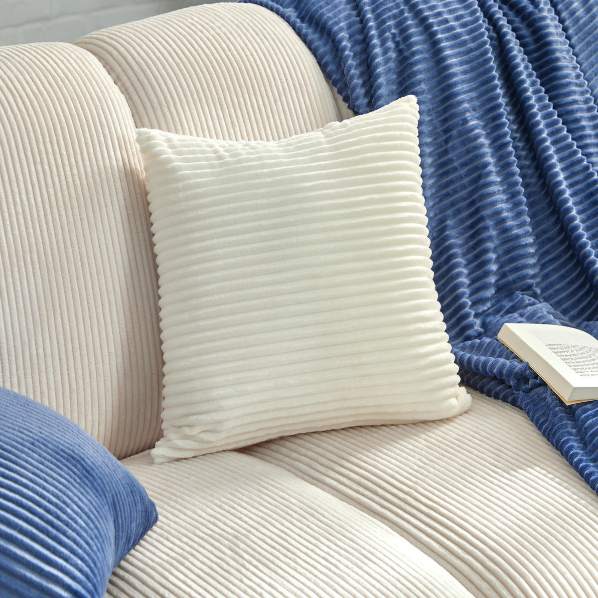 KISSENHÜLLE aus Cord Arum Weiß 38/38 cm - Weiß, Textil (10/38cm) - Atmosphera Createur d´interieur
